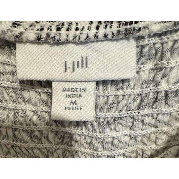 J. Jill Women’s Babydoll Boho Smocked 3/4 Sleeve Stretchy Black Red White Size M - Picture 3 of 11